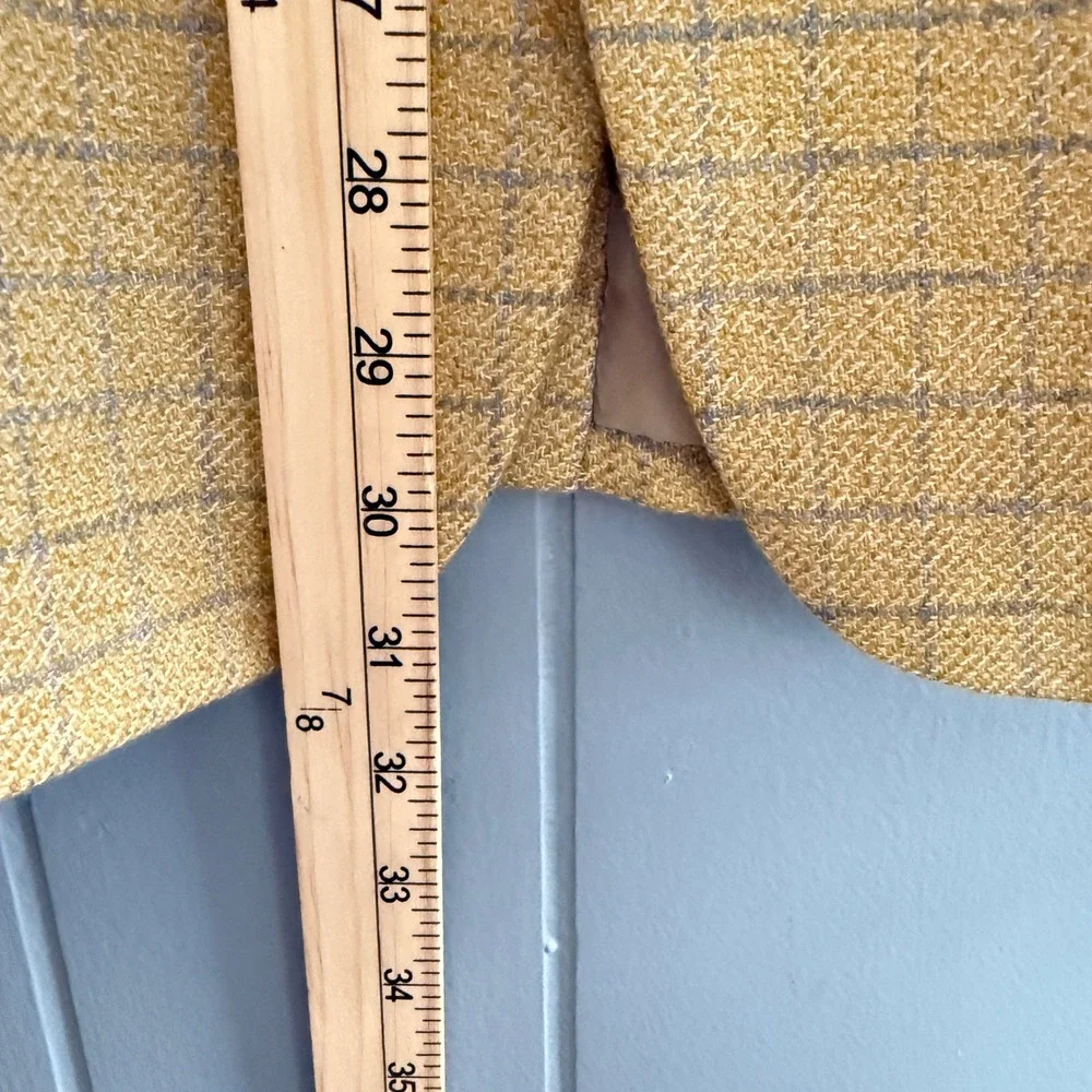 Vtg Maus & Hoffman 100% Cashmere Blazer Mens 42R Yellow Windowpane Quiet Luxury